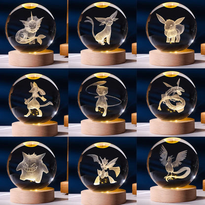 Pokéball Pokémon LED Pharamp- Socle en bois