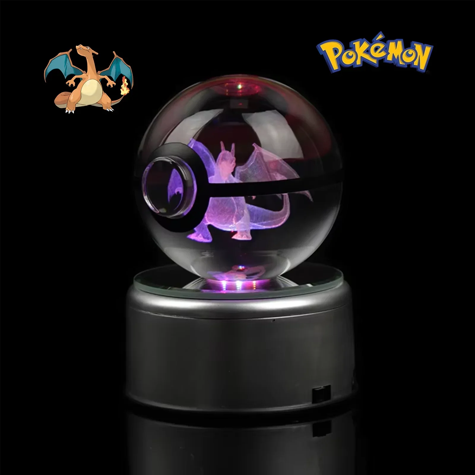 Pokéball Pokémon Dracaufeu - Cristal LED