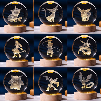 Pokéball Pokémon LED Carchacrok - Socle en bois
