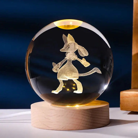 Pokéball Pokémon LED Lucario - Socle en bois