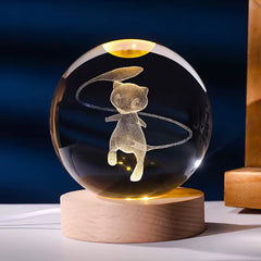 Mew Pokéball-Lampe, LED-Holzsockel - vignette 1