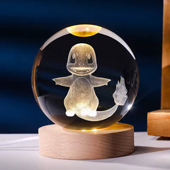 Pokébola Luminosa Charmander, Base LED de Madera - vignette 1
